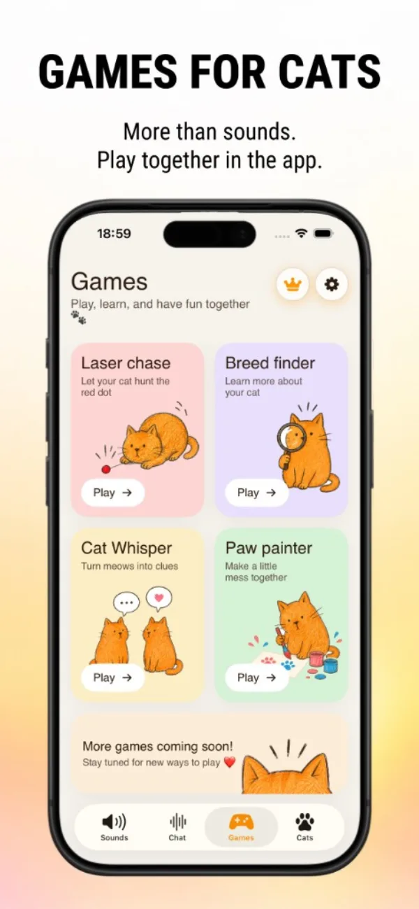 Games for cats — laser chase, breed finder, cat whisper, paw painter