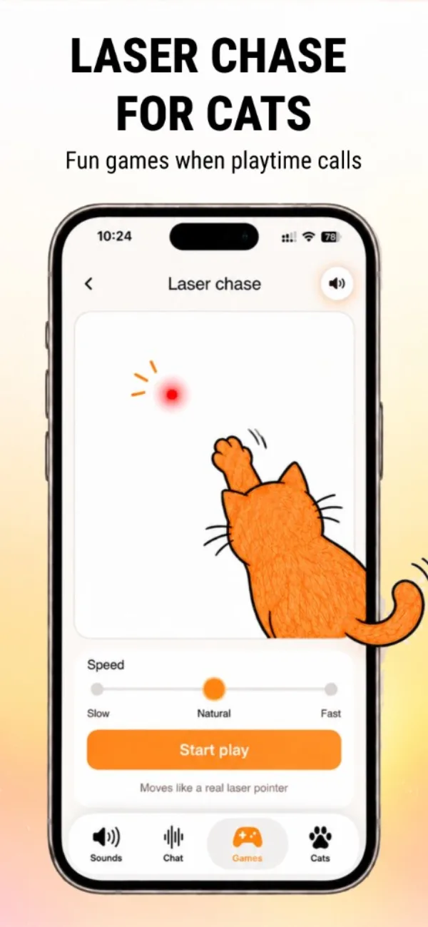 Laser chase for cats mini-game with speed control